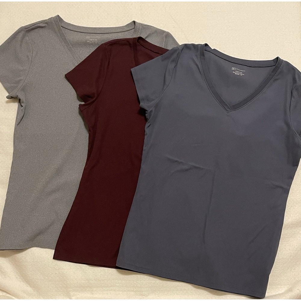 No Boundaries V-Neck Ribbed Stretch Knit T-Shirts Bundle of 3 Size L